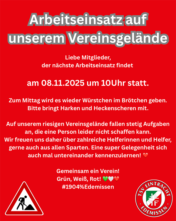 Arbeitseinsatz beim TSV Edemissen